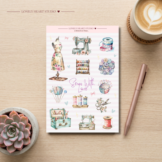 Vintage Sewing Sticker Sheet