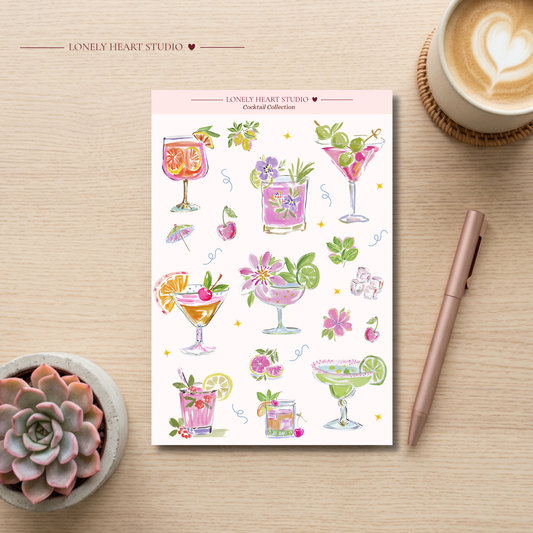 Happy Hour Cocktail Sticker Sheet