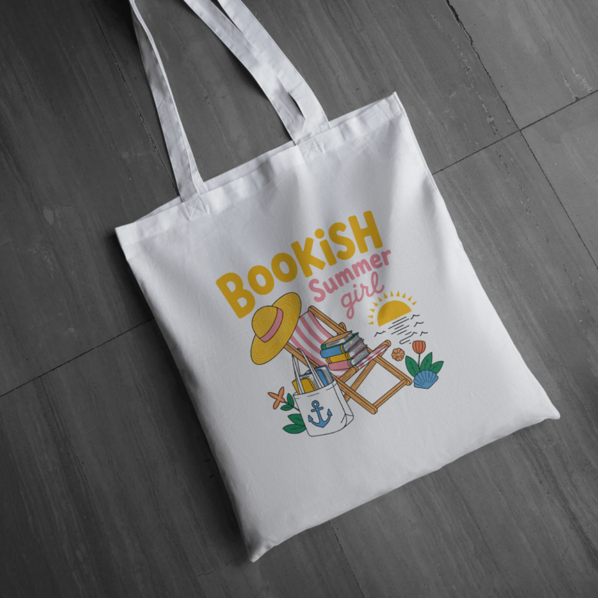 Bookish Summer Girl Tote Bag | Long Handle