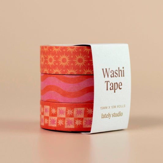 Pink & Orange Washi Tape Set | Pattern Stationery Gift