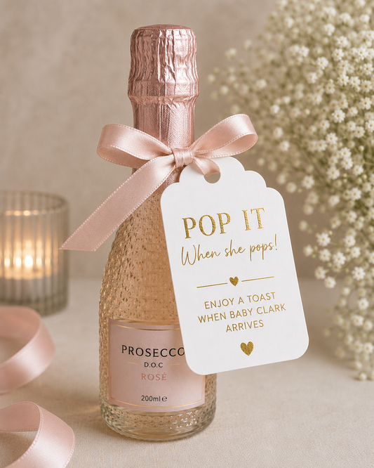 Baby Shower Personalised Foiled Favour Tags - POP It