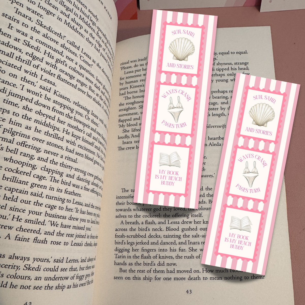 Summer Beach Bookmark - Pink