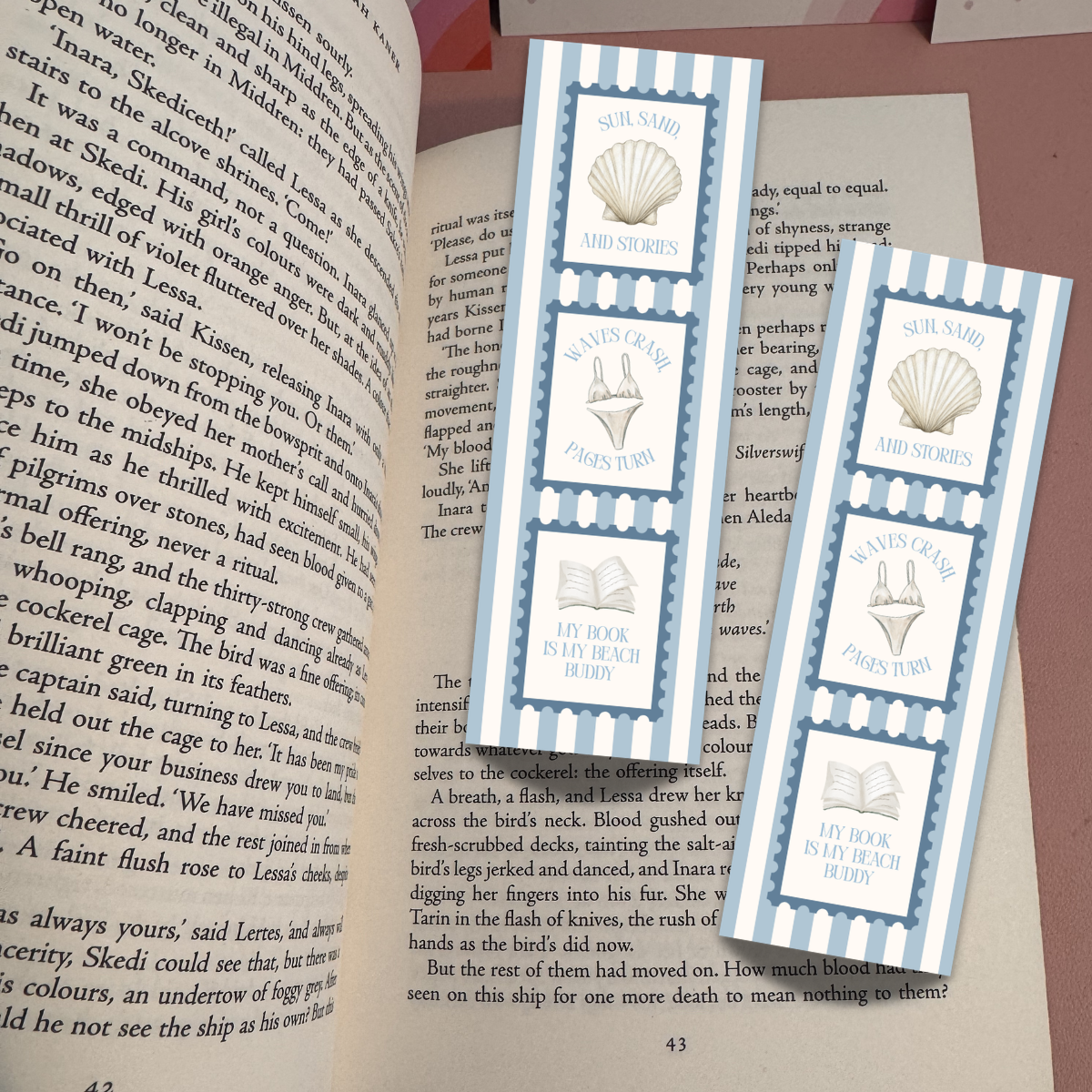 Summer Beach Bookmark - Blue