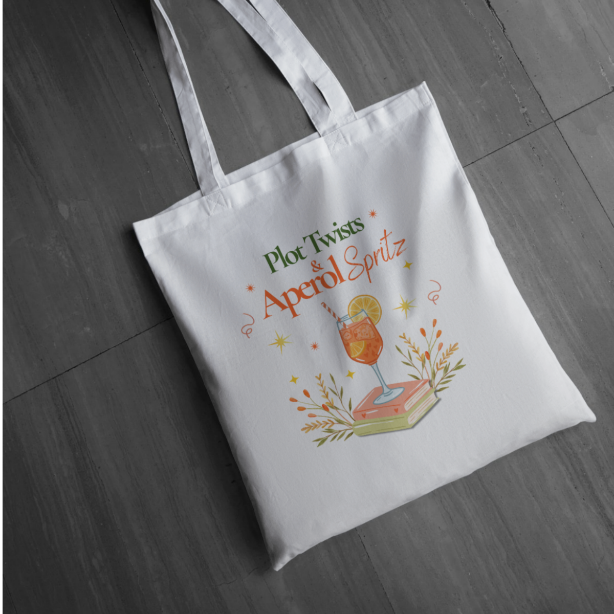 Plot Twists & Aperol Spritz Tote Bag | Long Handle
