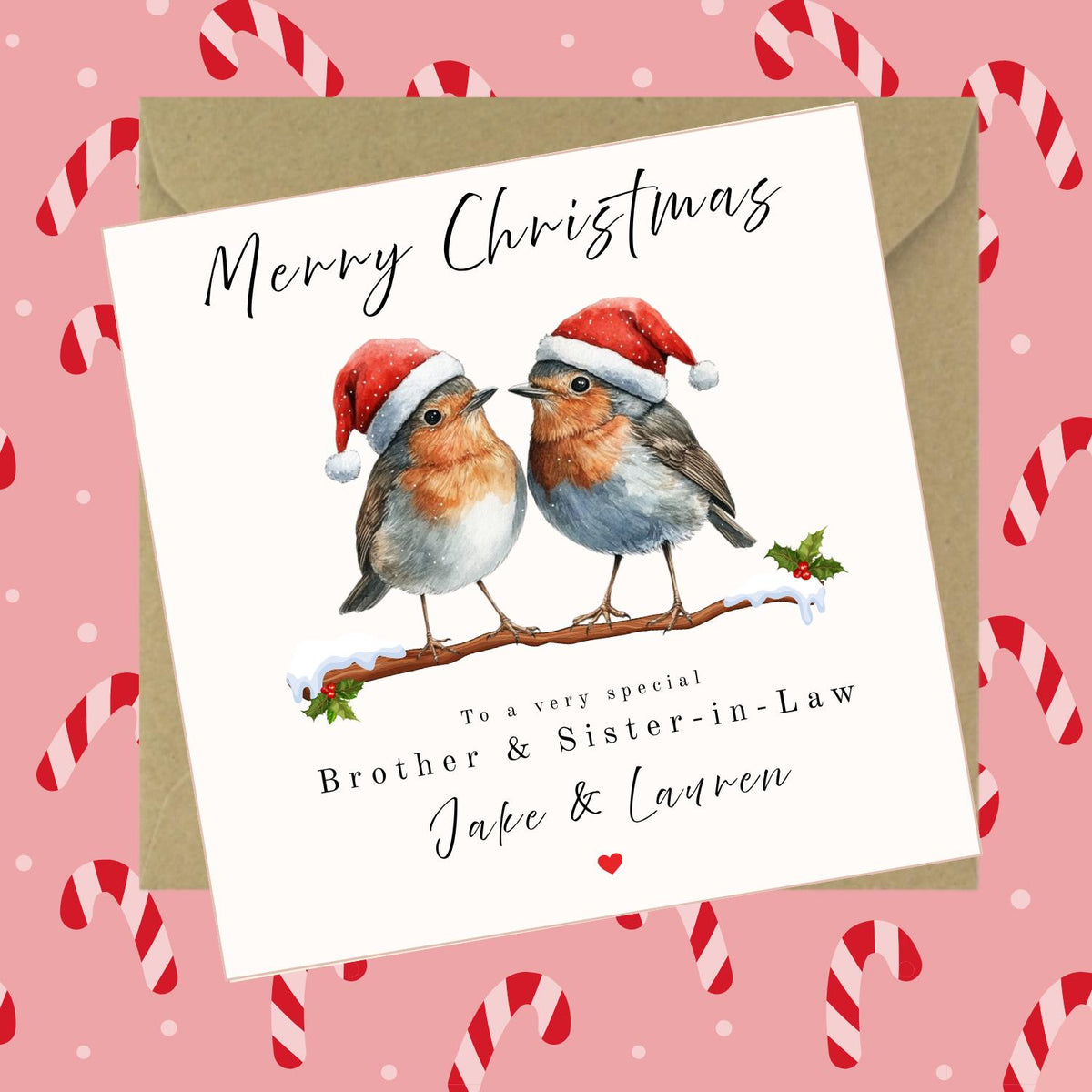 Personalised Robin Couples Christmas Card: Festive Family Keepsake
