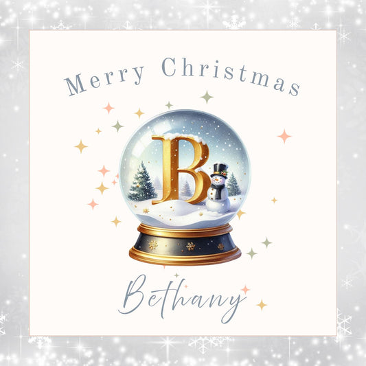 Personalised Initial Snow Globe Christmas Card: Handmade Holiday Card