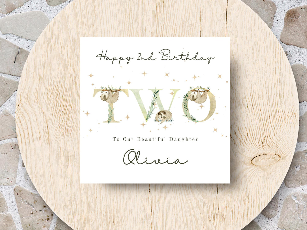 Personalised Sloth Birthday Card: Custom Milestone Card