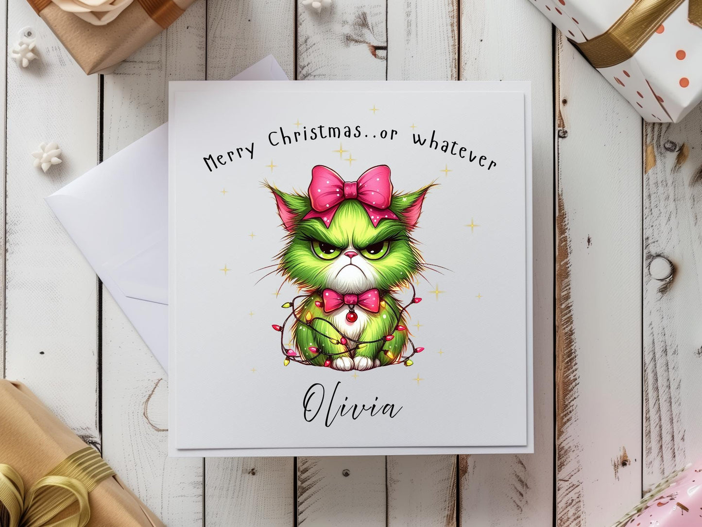 Personalised Grumpy Christmas Grinch Cat - Custom