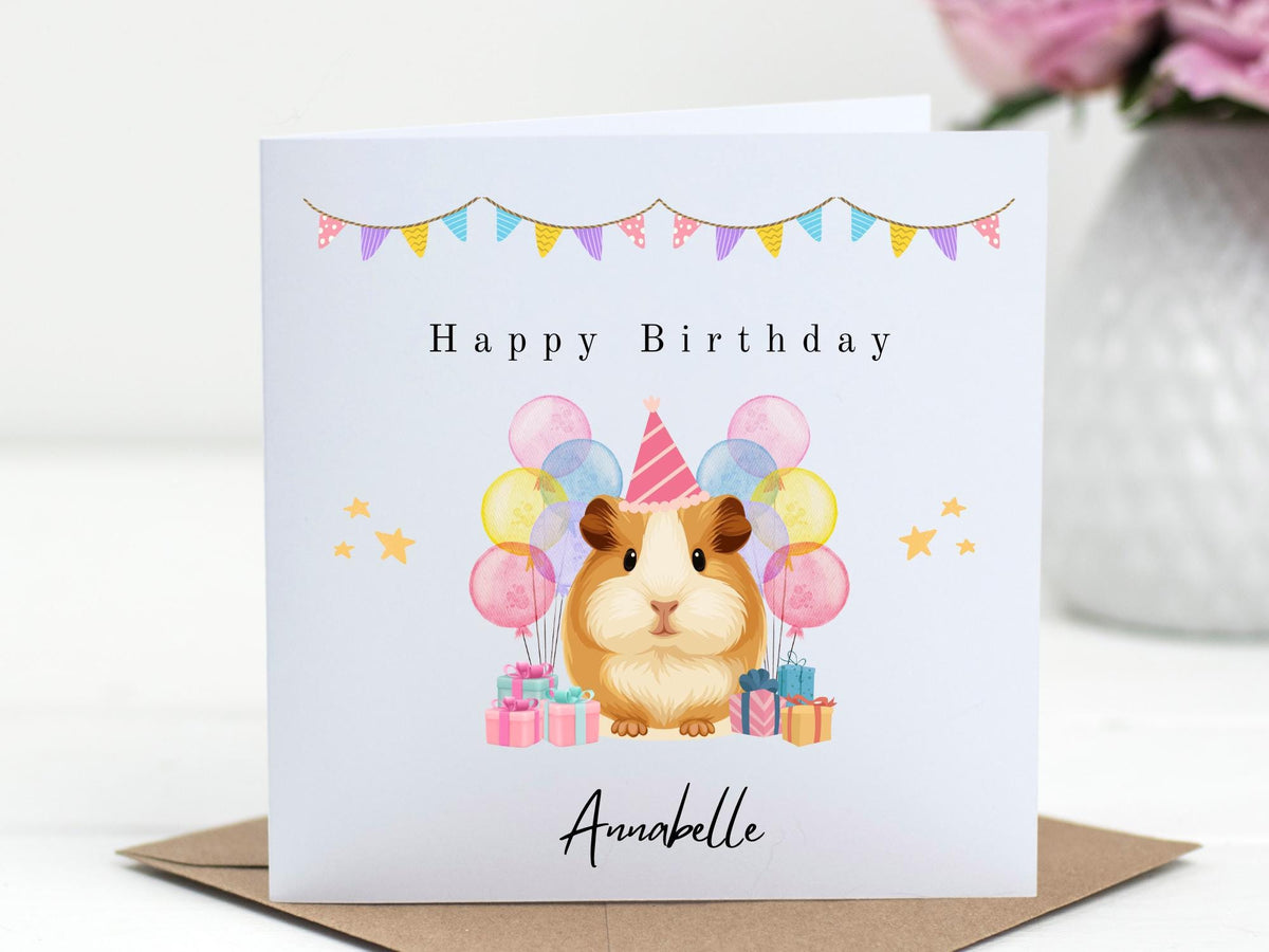 Personalised Guinea Pig Birthday Card – Handmade Keepsake