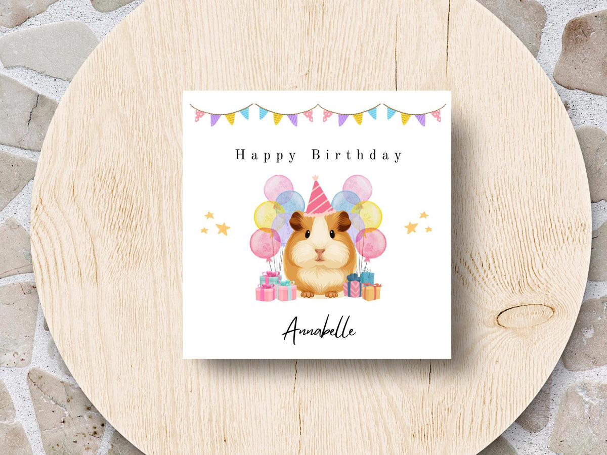 Personalised Guinea Pig Birthday Card – Handmade Keepsake