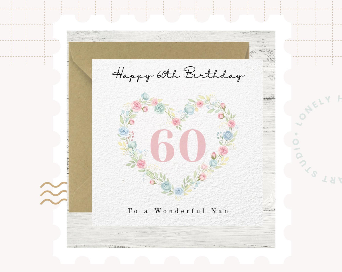 Personalised Floral Heart Birthday Card for Her