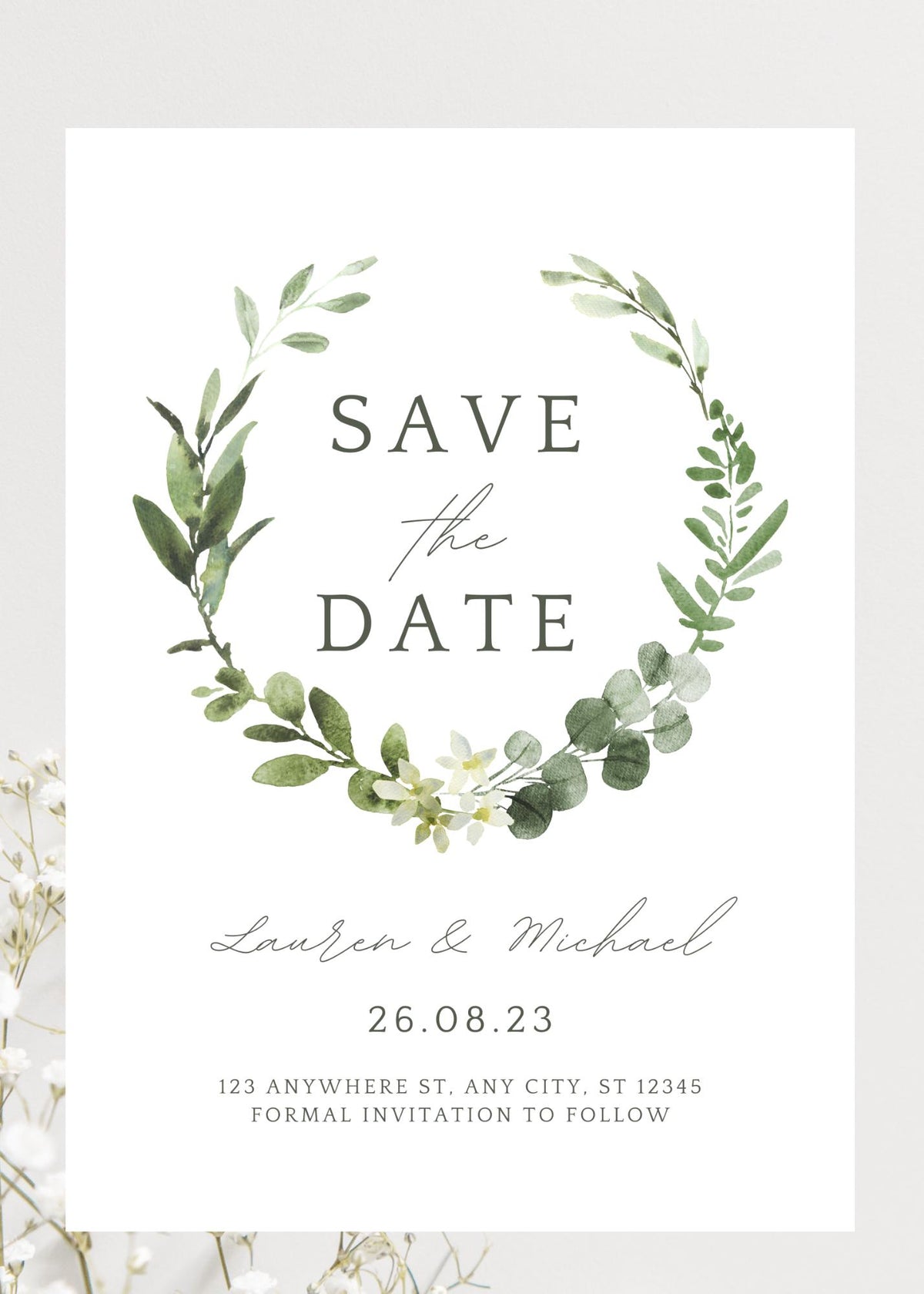 Eucalyptus Elegant Personalised Save the Date