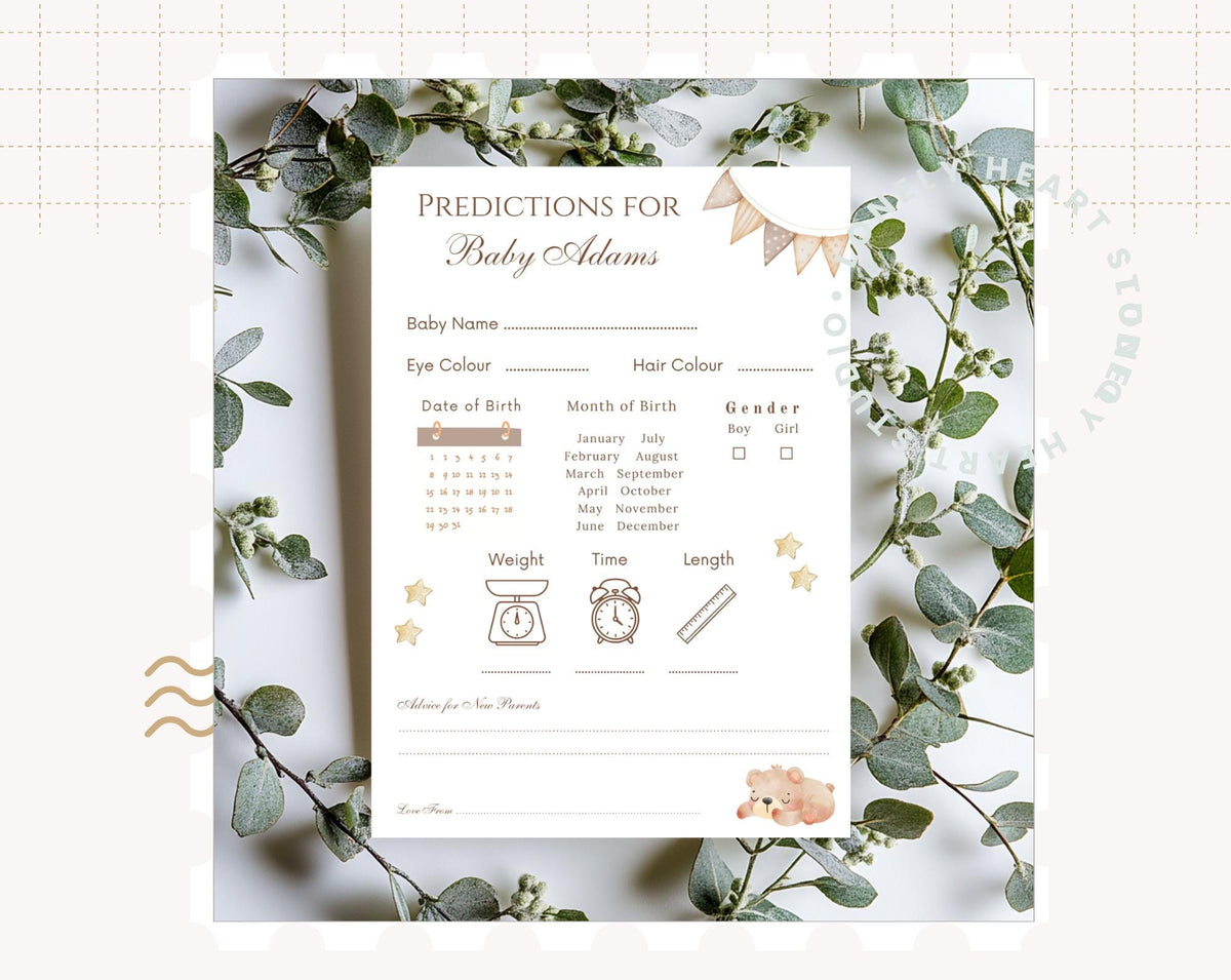 Personalised Baby Shower Prediction game