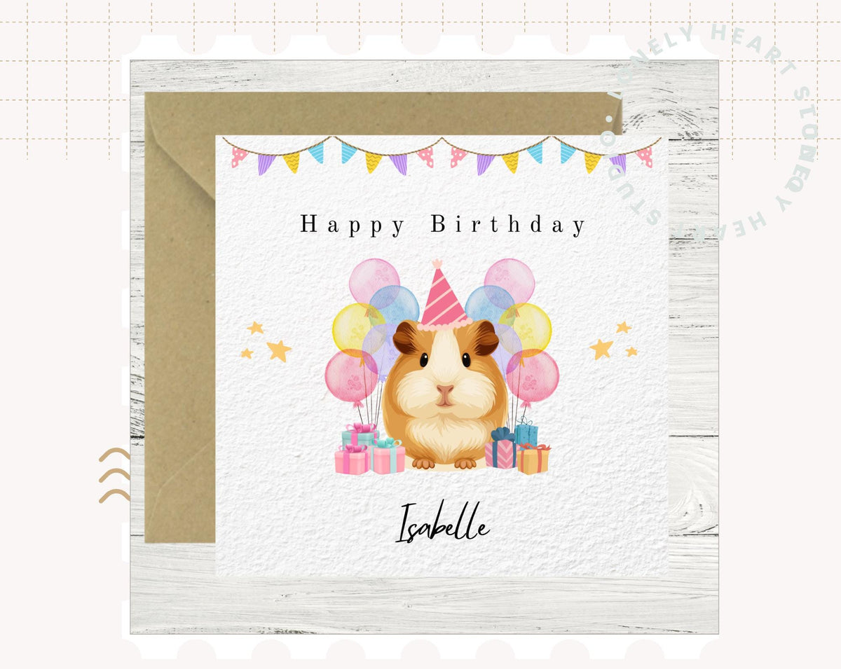 Personalised Guinea Pig Birthday Card – Handmade Keepsake
