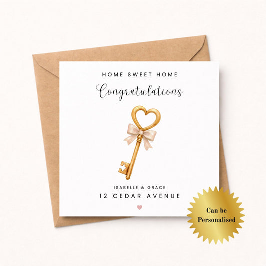Personalised New Home Card, Home Sweet Home Key