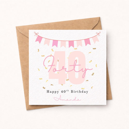 Personalised 40th Birthday Card for Her