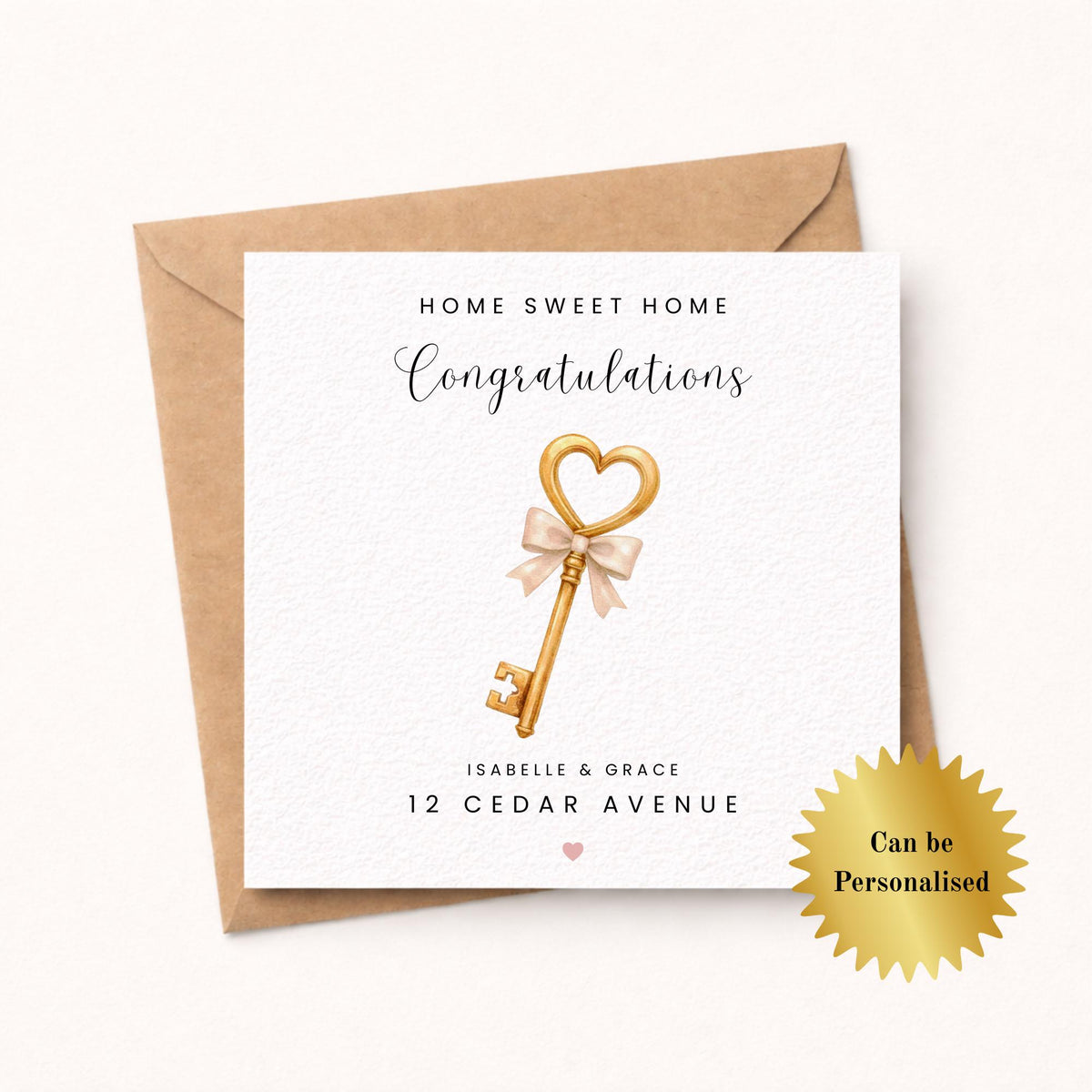 Personalised New Home Card, Home Sweet Home Key