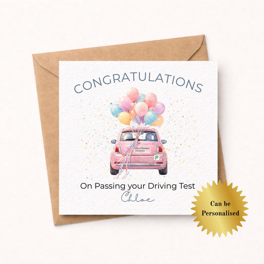 Personalised Passed your Driving Test Congratulations Card for Her