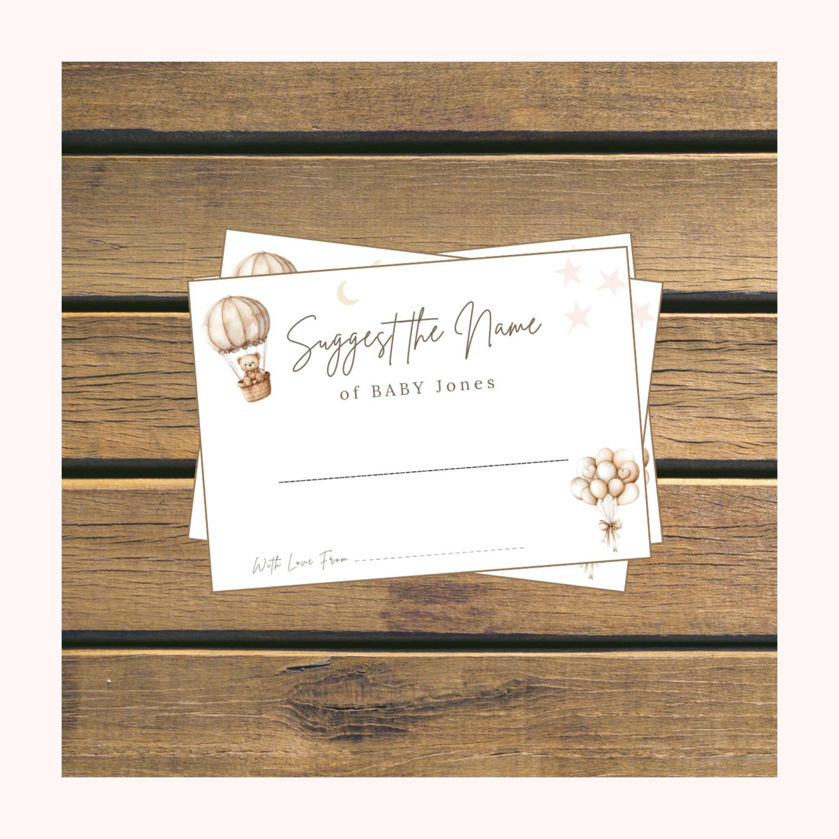 Personalised Guess the Baby Name Game Cards