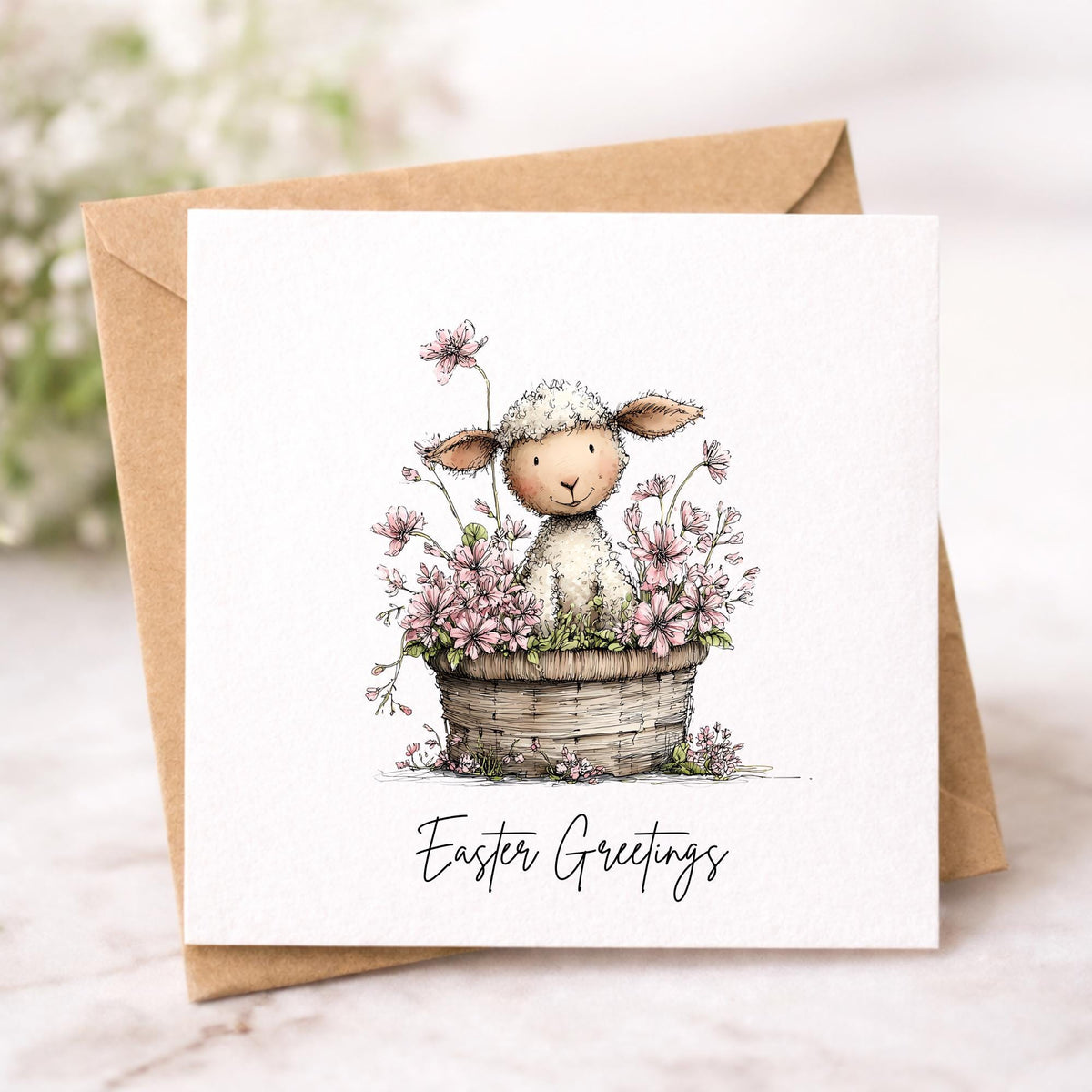 Handmade Easter Cards set: Whimsical set of Easter Greetings Bunny