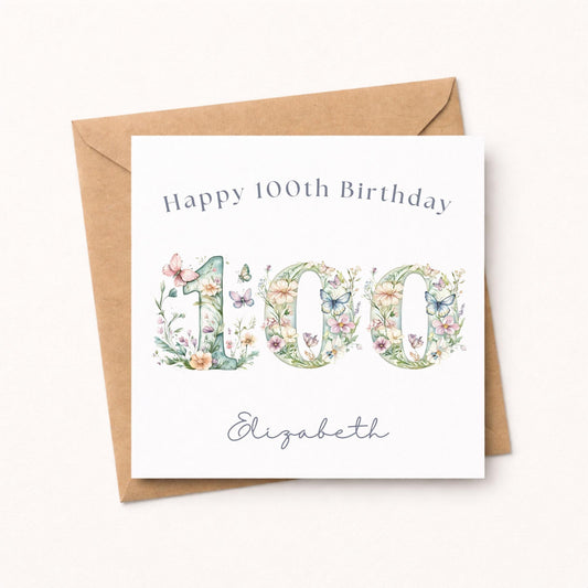 Personalised 100th Birthday Card for Her