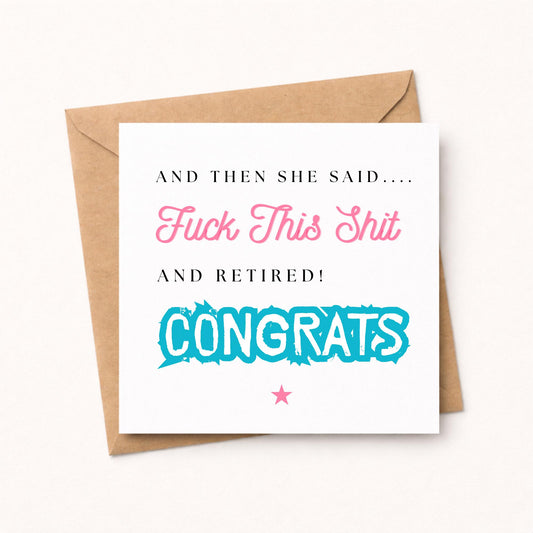 Retirement Card For Women, Funny Cheeky Retirement Congratulations Card