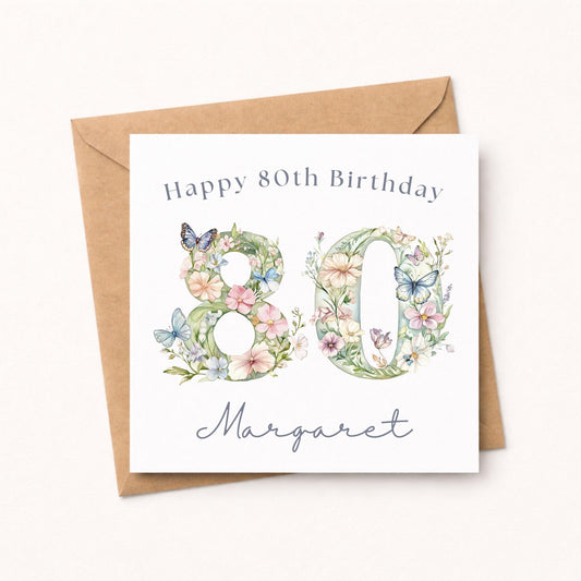 Personalised 80th Birthday Card for Her