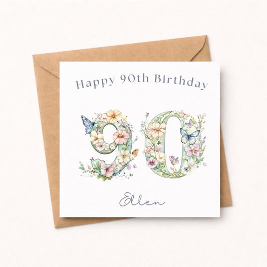Personalised 90th Birthday Card for Her