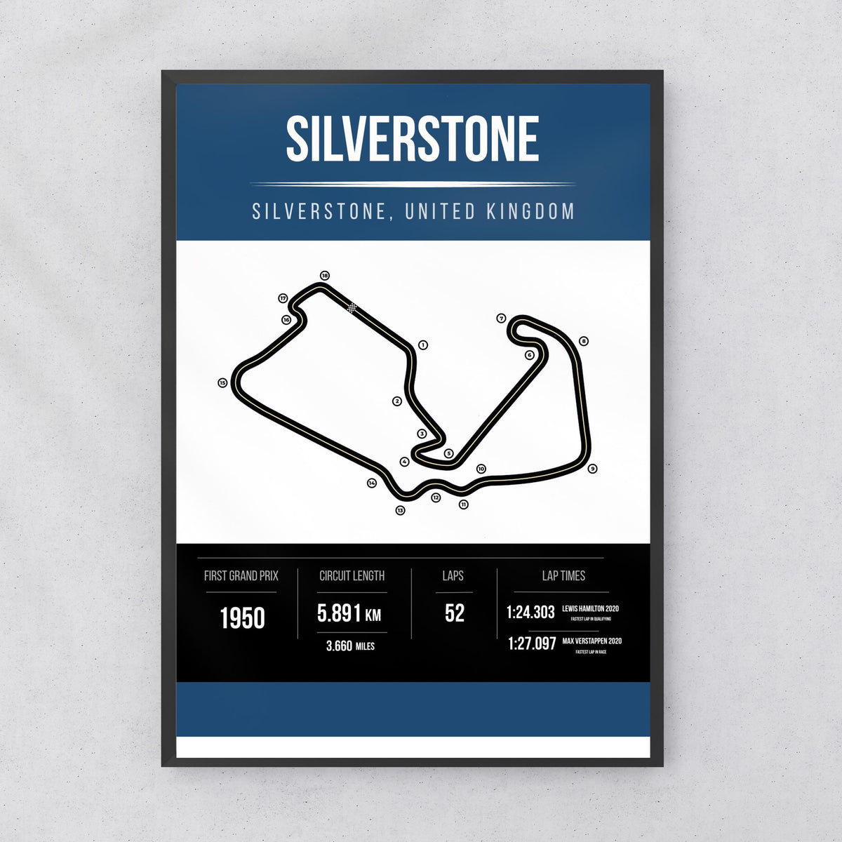 Silverstone Circuit Track Map Print