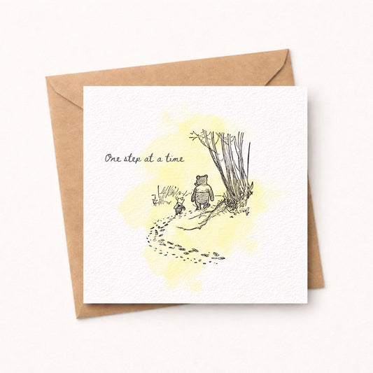 Winnie-the-Pooh Sympathy Card – One Step at a Time – Thinking of You Card – Gentle Loss Card – Pooh & Piglet Card – Bere