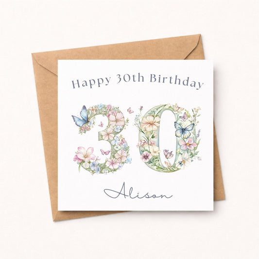 Personalised 30th Birthday Card for Her