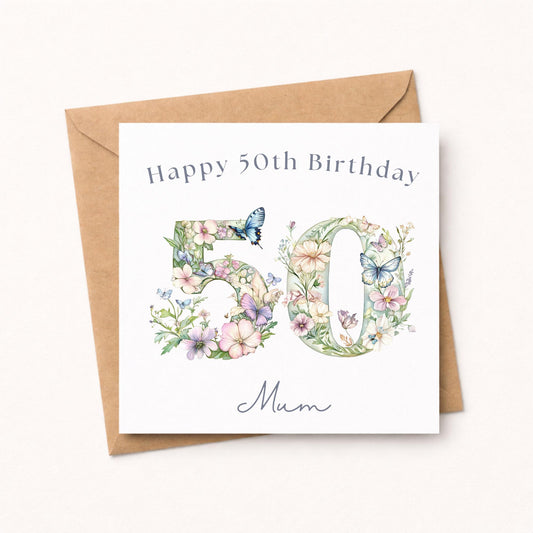 Personalised 50th Birthday Card for Her