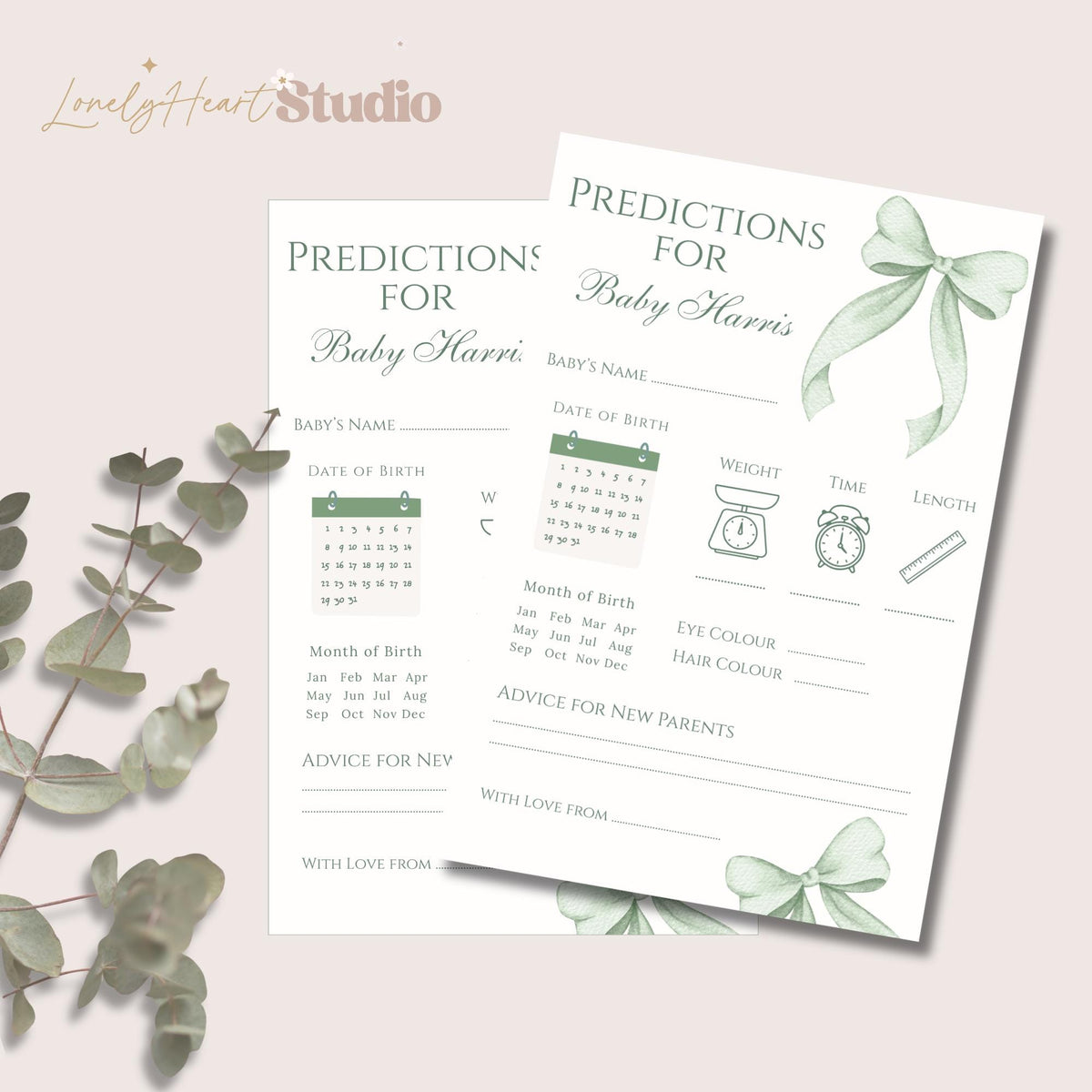 Personalised Baby Shower Prediction game