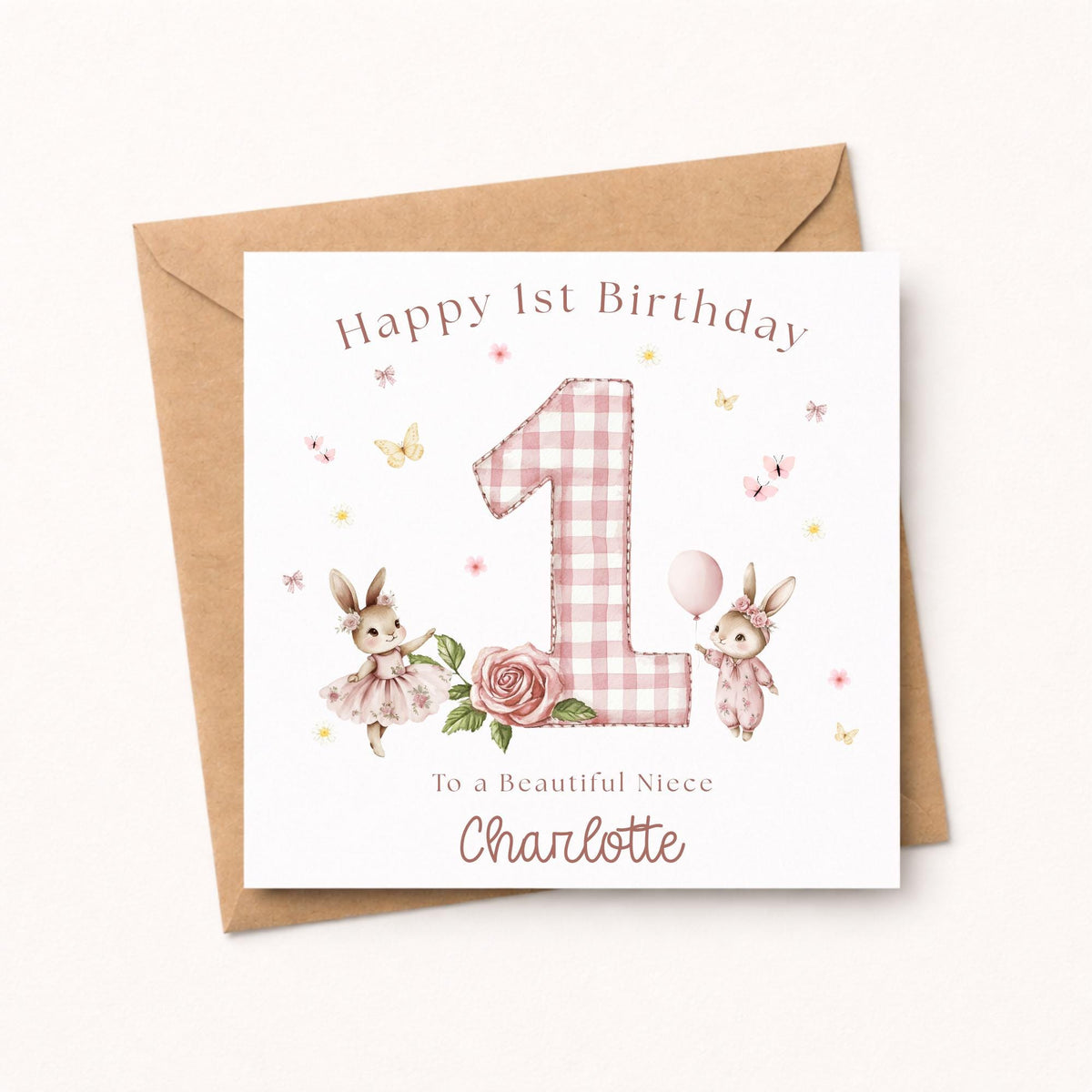 Personalisesd 1st Birthday card for her