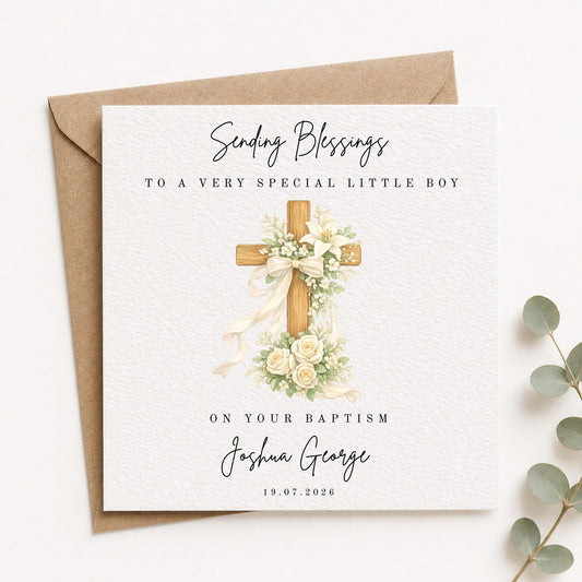Baptism Card for him or her, Christening card for Special Godson or Goddaughter Neutral Religious Card