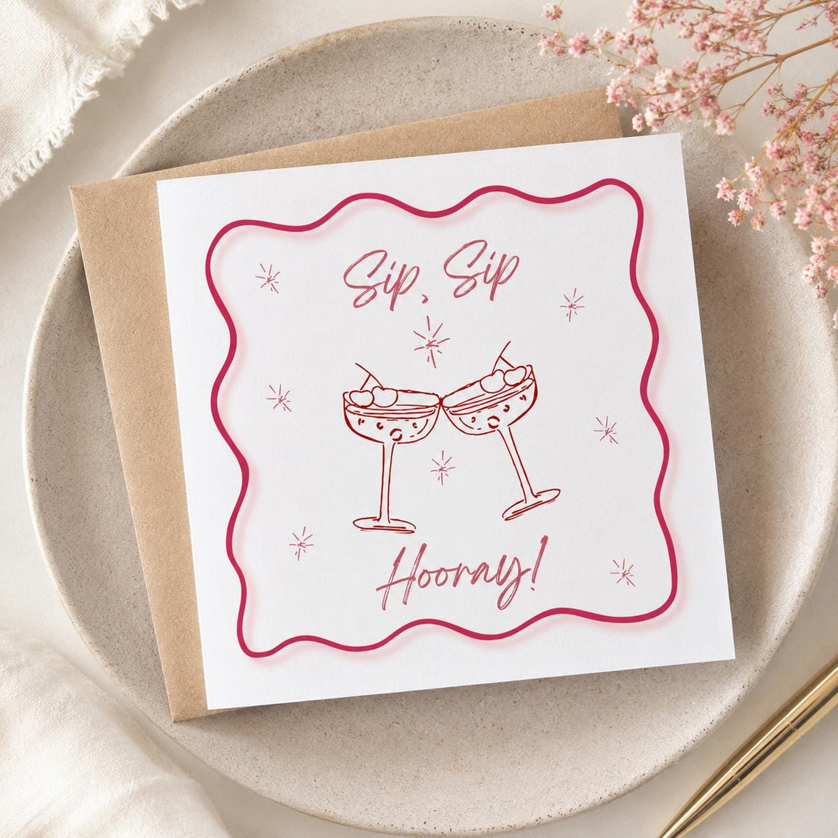 Sip Sip Hooray Birthday Card