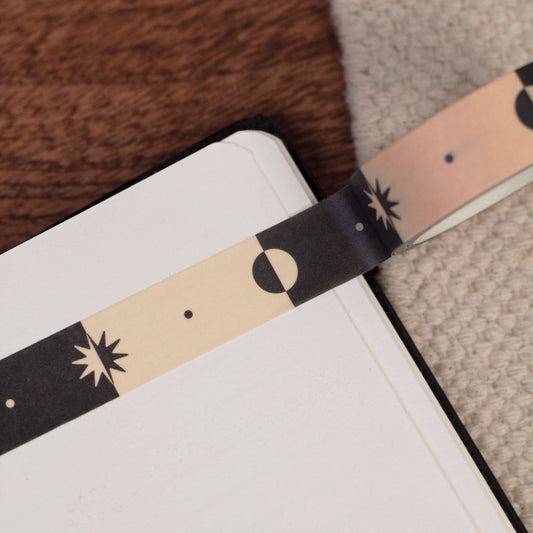 Sun and Moon Washi Tape | Black & White Monochrome Washi