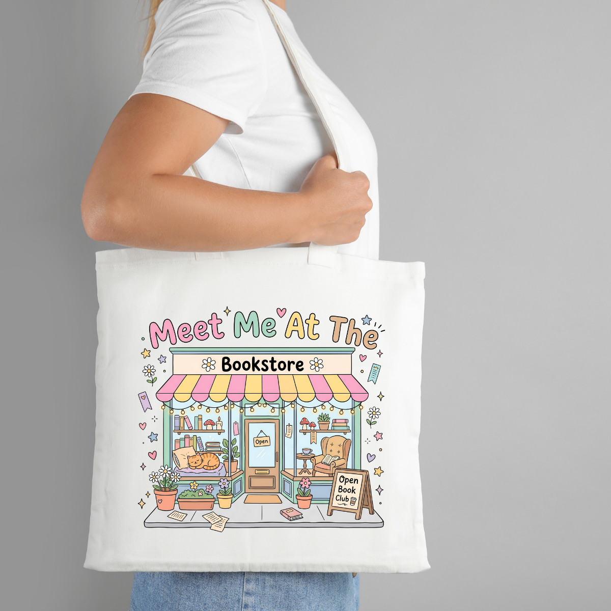 Meet me at the Bookstore Tote Bag | Long Handle