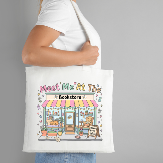Meet me at the Bookstore Tote Bag | Long Handle