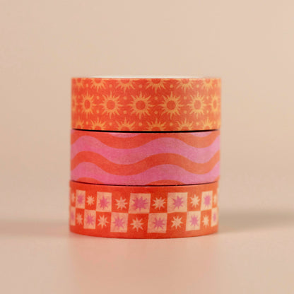 Pink & Orange Washi Tape Set | Pattern Stationery Gift