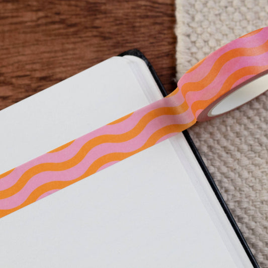 Wiggle Washi Tape | Pink & Orange Wavy Paper Tape