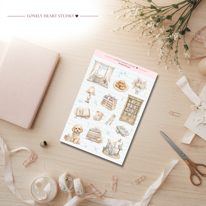 Bookish Dreams Pastel Sticker Sheet A6