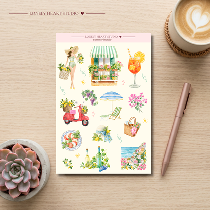 Summer in Italy Sticker Sheet A6