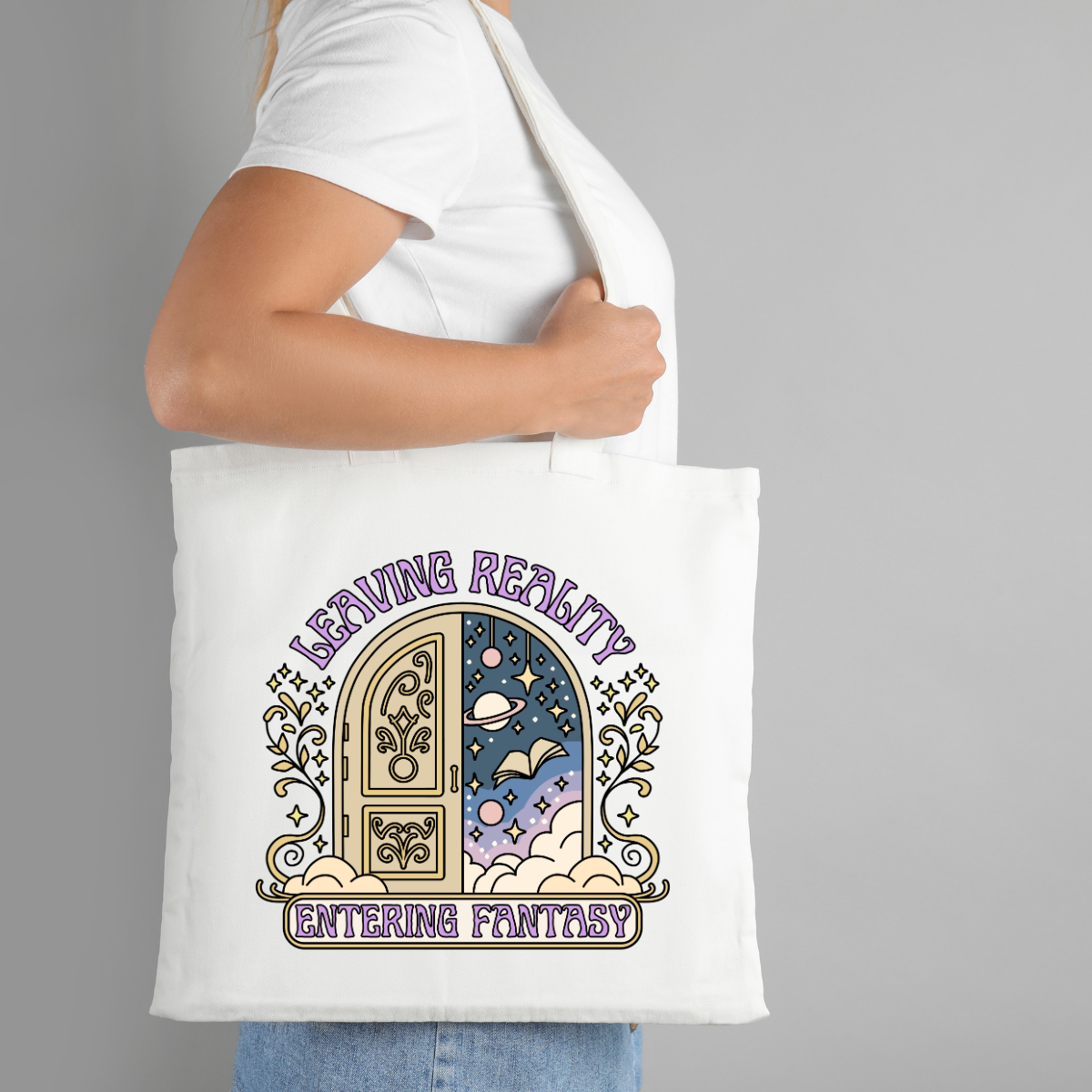 Leaving Reality Bookish Tote Bag | Long Handle