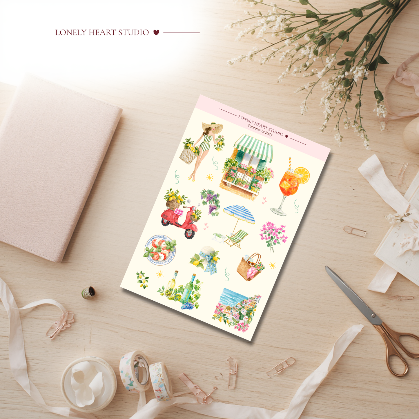 Summer in Italy Sticker Sheet A6