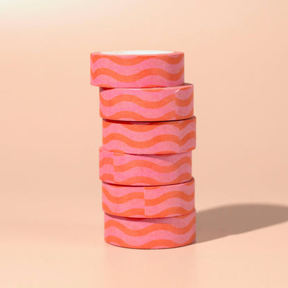 Wiggle Washi Tape | Pink & Orange Wavy Paper Tape