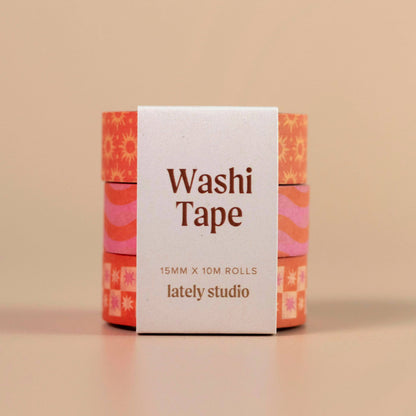 Pink & Orange Washi Tape Set | Pattern Stationery Gift