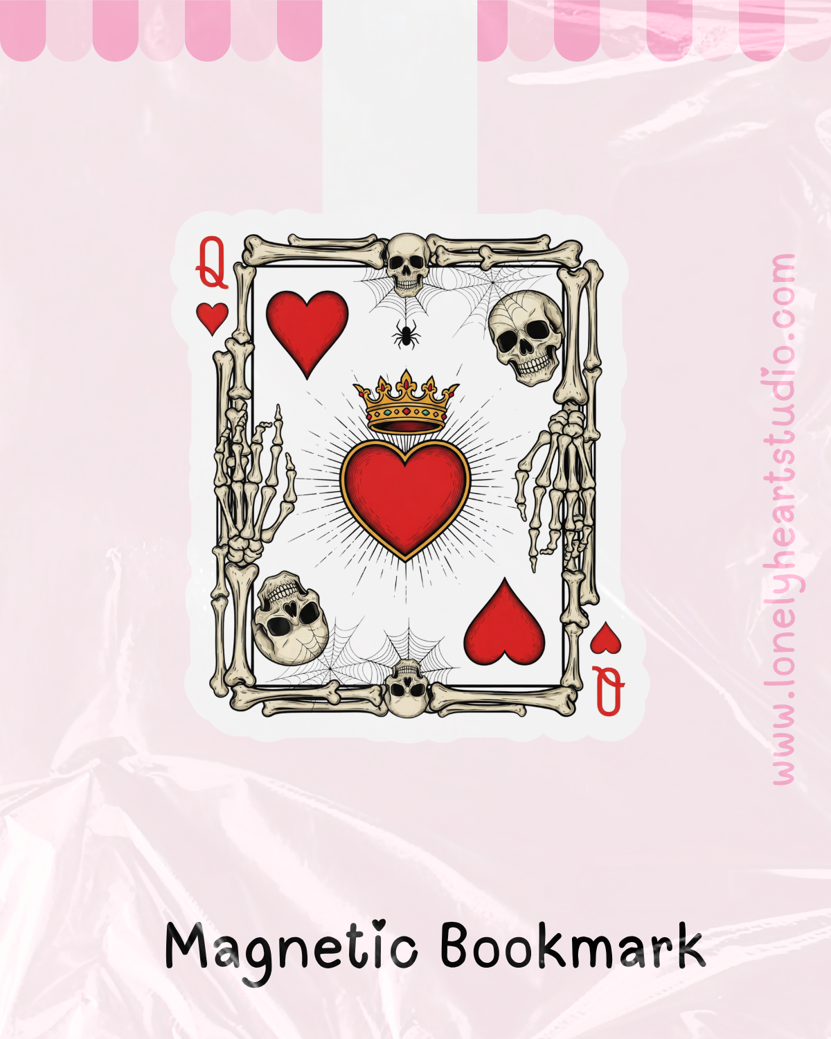 Skull Queen of Hearts Magnetic bookmark