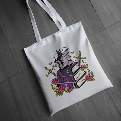 Fantasy Dragon Bookish Tote Bag | Long Handle