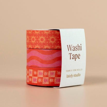 Pink & Orange Washi Tape Set | Pattern Stationery Gift